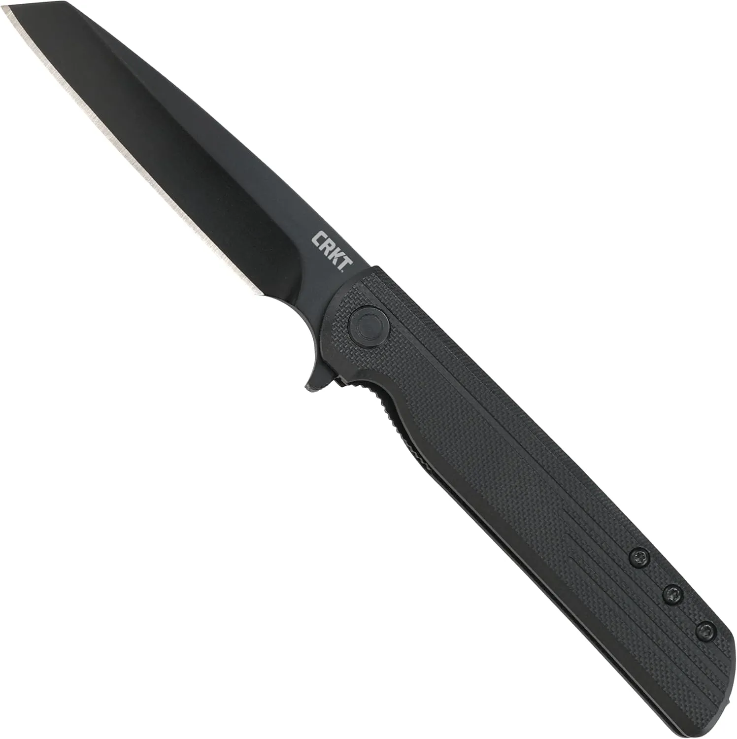 CRKT LCK   Folding Pocket Knife: Folder with Liner Lock, Black Plain Edge Sheepsfoot Blade, Reinforced Nylon Handle with Pocket Clip 3802K