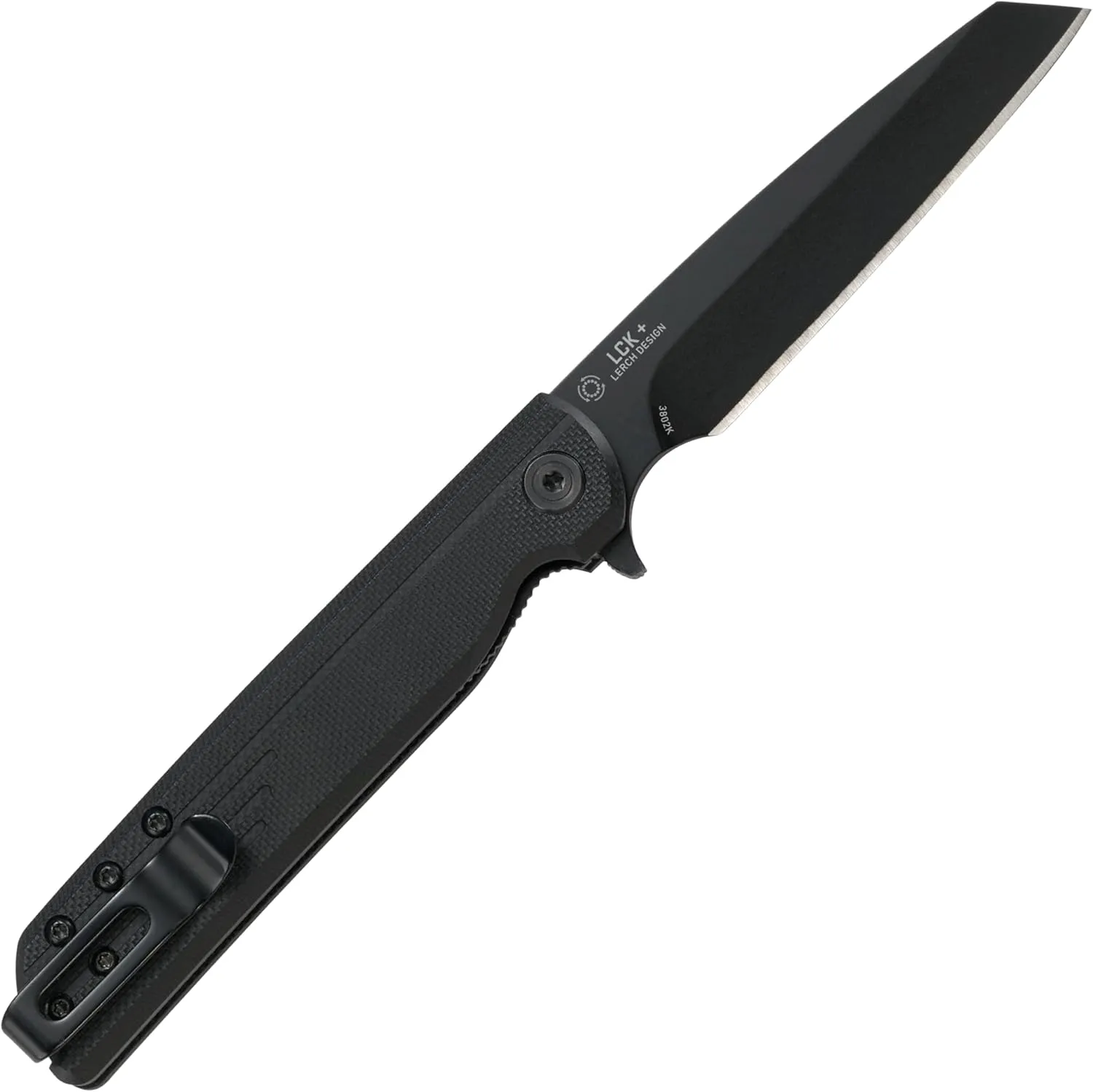 CRKT LCK   Folding Pocket Knife: Folder with Liner Lock, Black Plain Edge Sheepsfoot Blade, Reinforced Nylon Handle with Pocket Clip 3802K