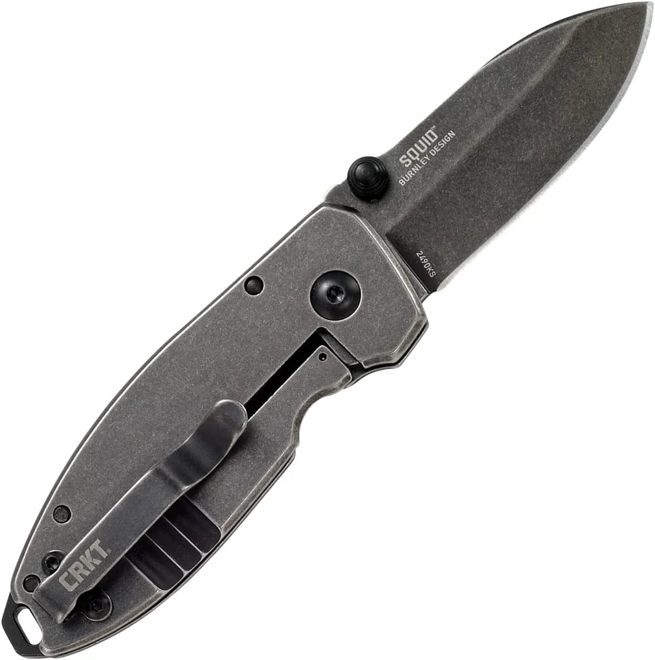 CRKT Squid Everyday Carry EDC Pocket Folding Knife with Frame Lock: Stainless Steel Plain Edge Blade, Stainless Steel Handle, Pocket Clip, 2490KS