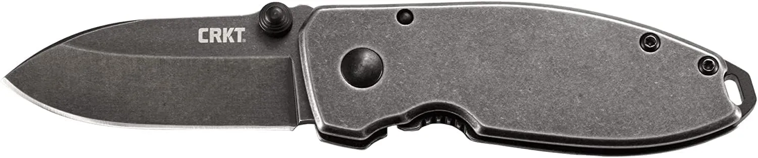 CRKT Squid Everyday Carry EDC Pocket Folding Knife with Frame Lock: Stainless Steel Plain Edge Blade, Stainless Steel Handle, Pocket Clip, 2490KS