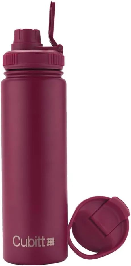Cubitt Insulated Sports Hydro Water Bottle 24 oz, 2 Lids (Coffee Lid and Wide Mouth Twist Sports Lid), Stainless Steel, Double Walled. Cold for up to 24 hours, Hot for up to 12 hours Sand
