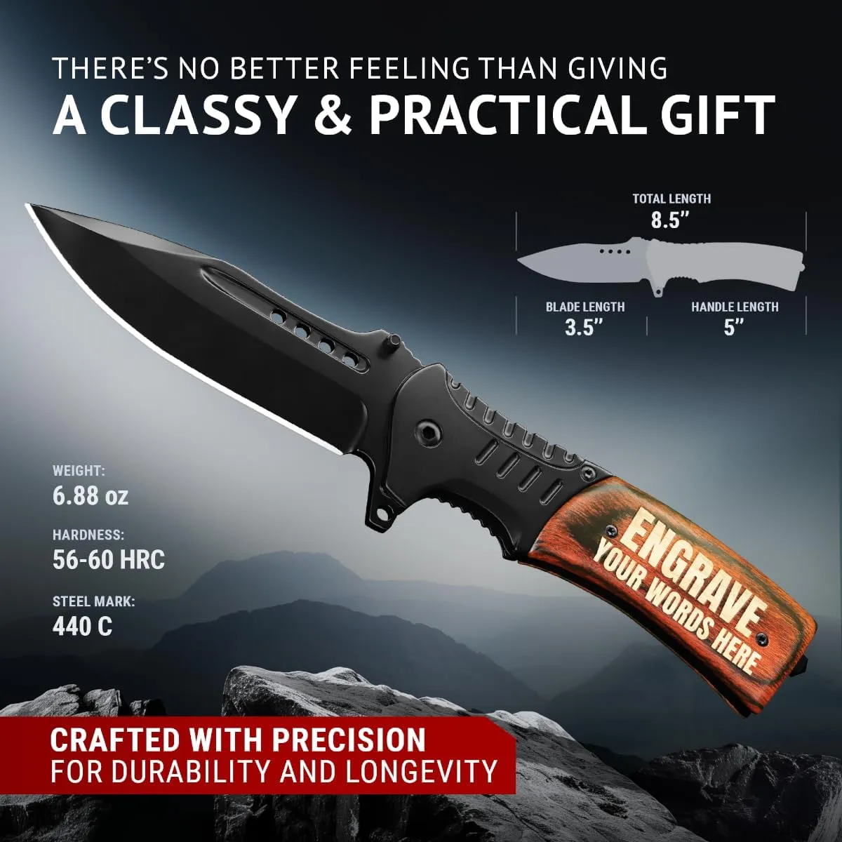 Custom Knife for Men and Women - Personalized Idea Gifts - Engraved Gifts for Dad Husband Boyfriend Wife Girlfriend - Customized Pocket Knives for Birthday - Best Unique Present 0207 PS