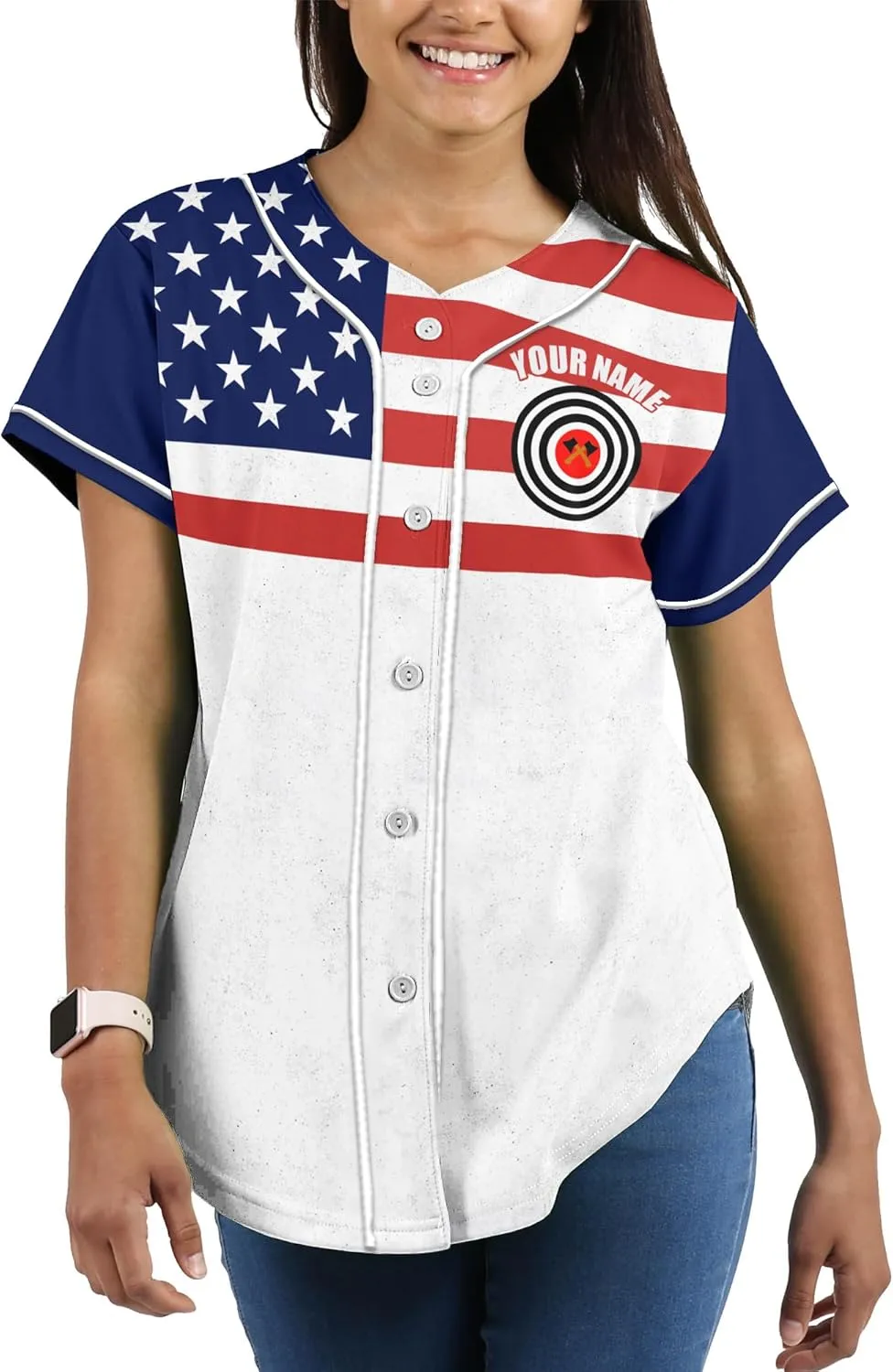 Custom Made Axe Throwing Button Down Baseball Jerseys with 3D Axe Graphic Sports T-Shirt