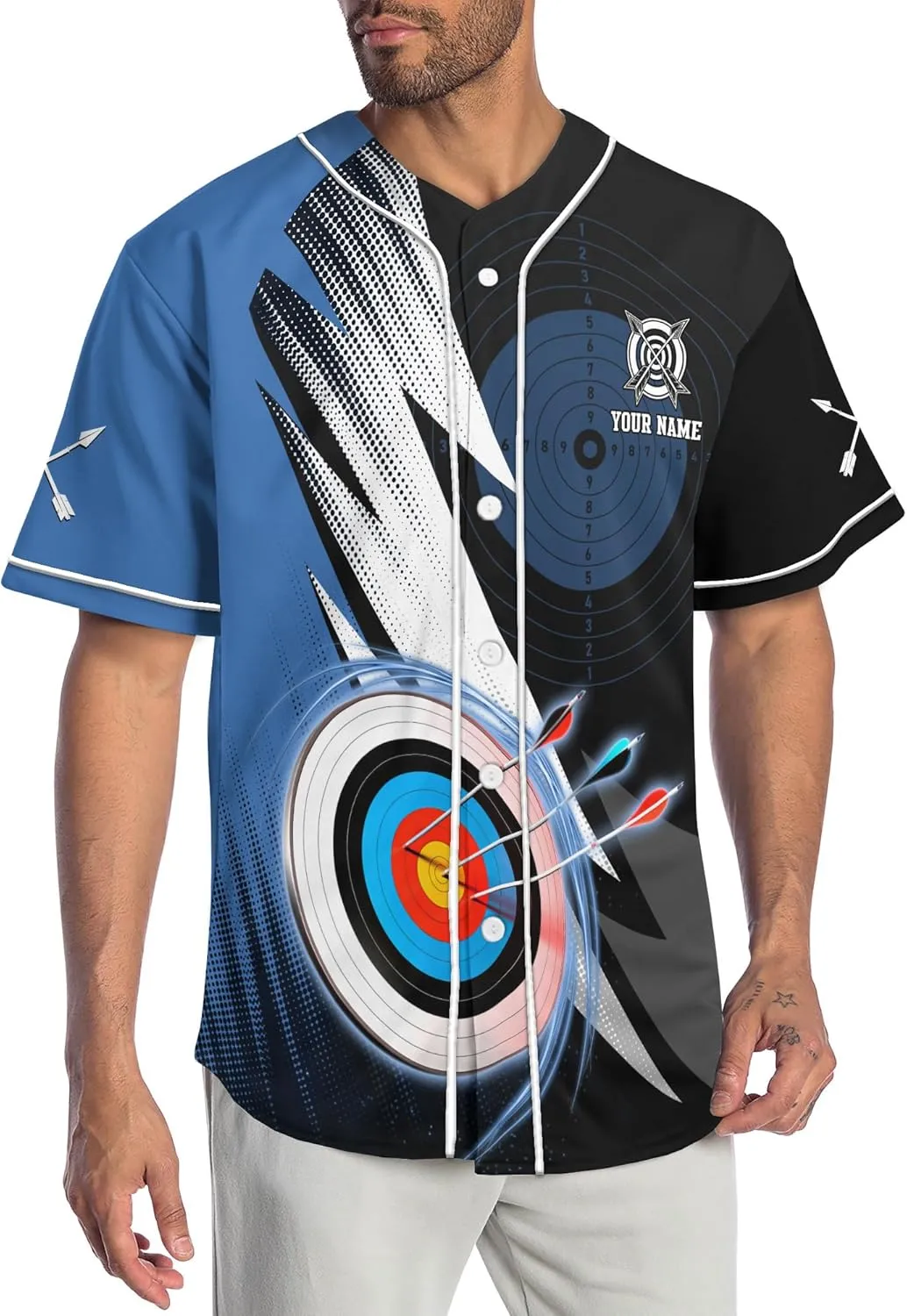 Custom Made Axe Throwing Button Down Baseball Jerseys with 3D Axe Graphic Sports T-Shirt