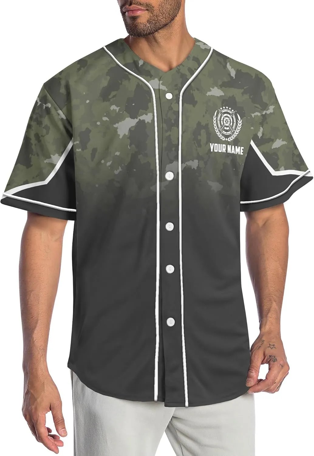 Custom Made Axe Throwing Button Down Baseball Jerseys with 3D Axe Graphic Sports T-Shirt