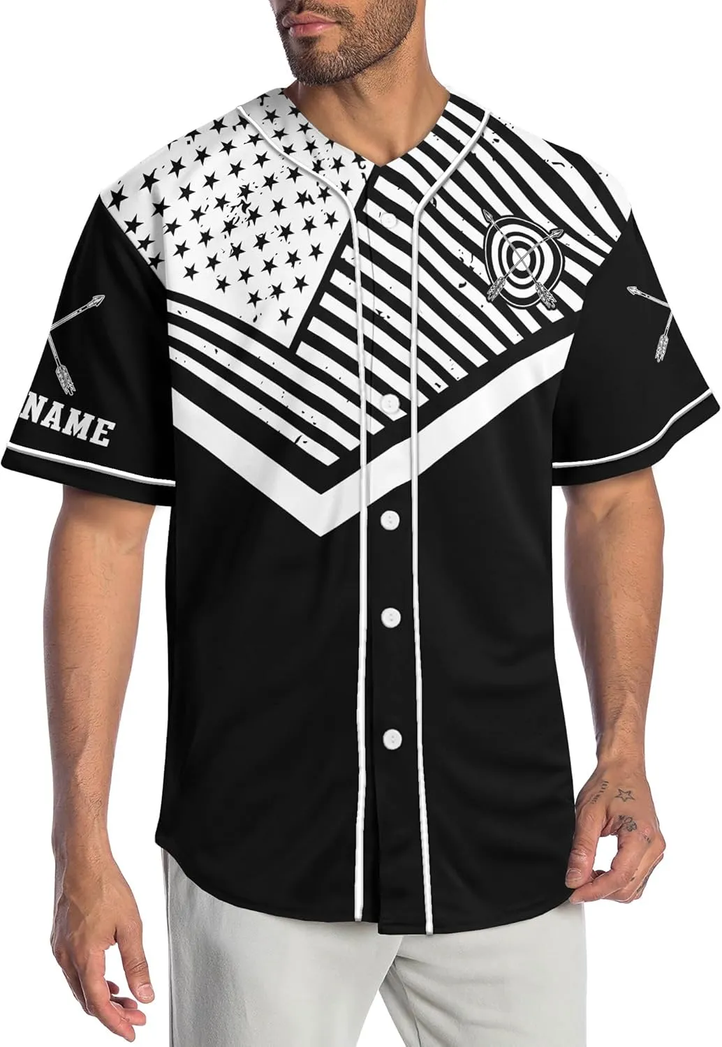 Custom Made Axe Throwing Button Down Baseball Jerseys with 3D Axe Graphic Sports T-Shirt