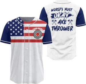 Custom Made Axe Throwing Button Down Baseball Jerseys with 3D Axe Graphic Sports T-Shirt