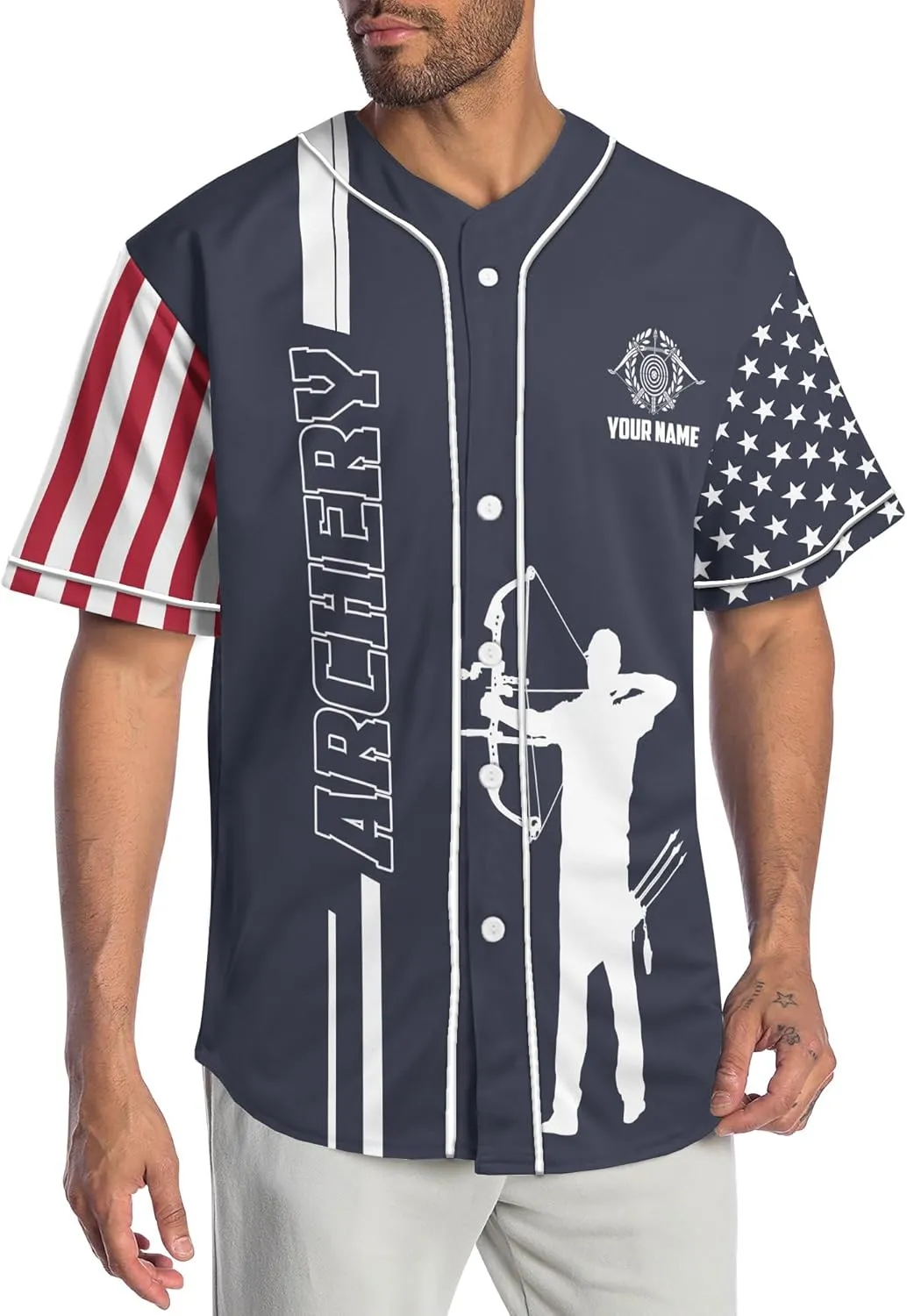 Custom Made Axe Throwing Button Down Baseball Jerseys with 3D Axe Graphic Sports T-Shirt