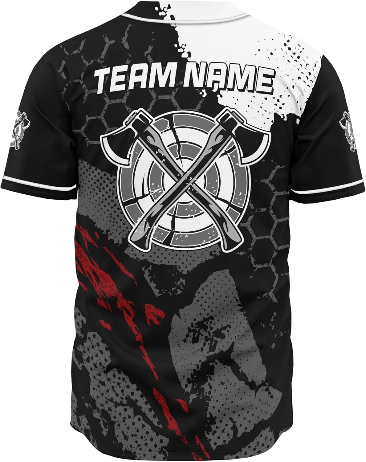 Custom Made Axe Throwing Button Down Baseball Jerseys with 3D Axe Graphic Sports T-Shirt