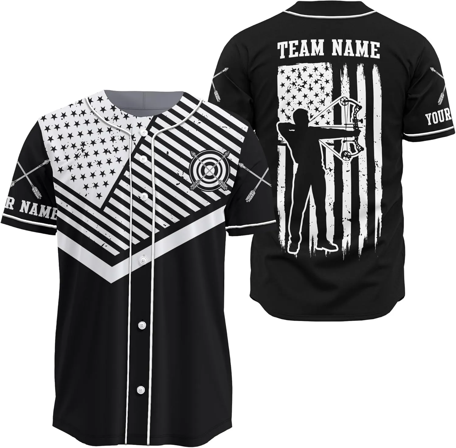 Custom Made Axe Throwing Button Down Baseball Jerseys with 3D Axe Graphic Sports T-Shirt