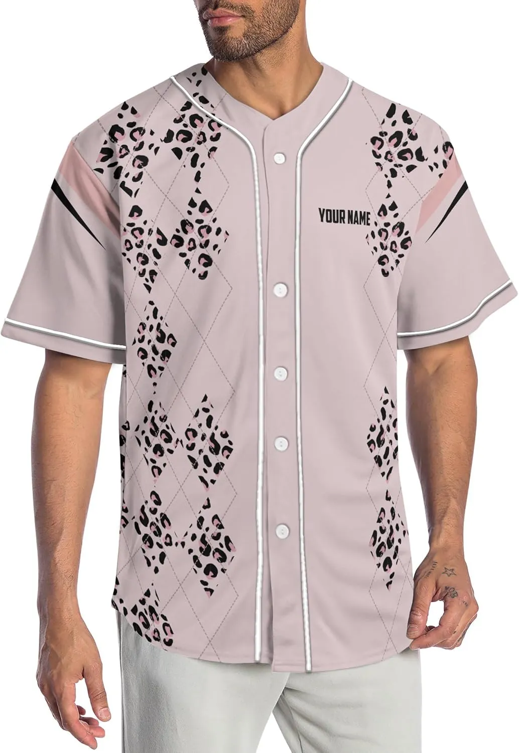 Customized Axe Throwing Button Baseball Jersey with 3D Axe and Polynesian Pattern Graphic On It Sports Tee Shirt
