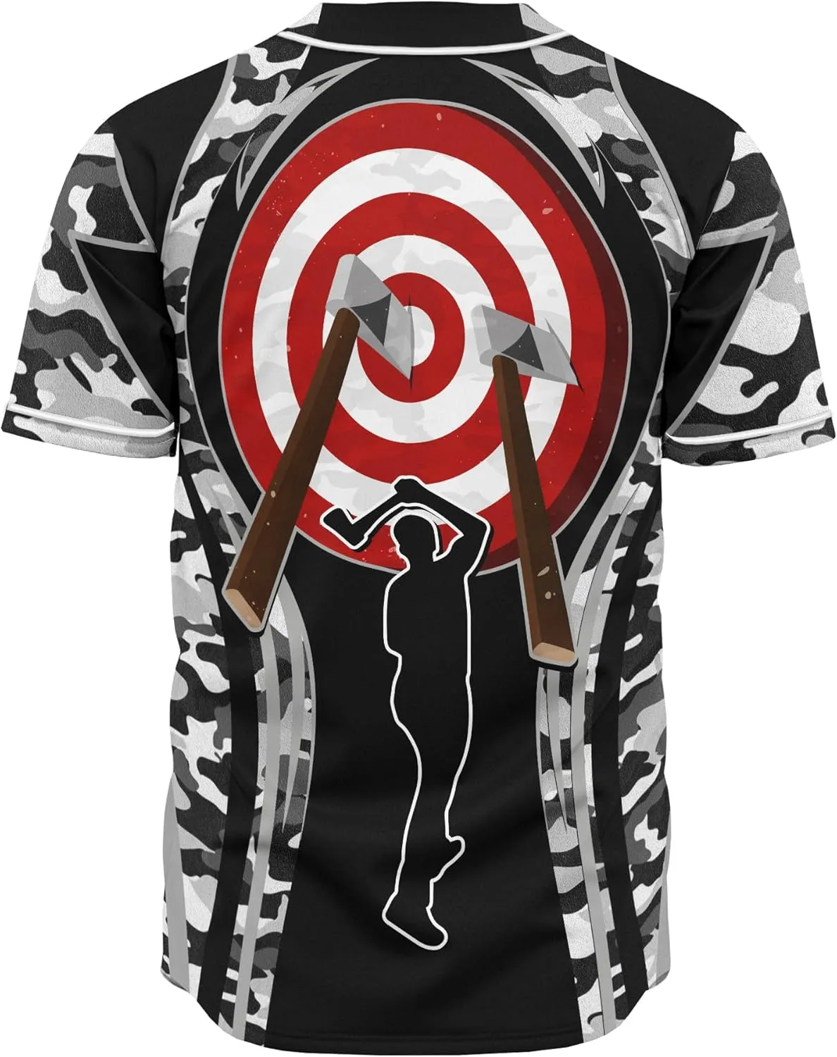 Customized Axe Throwing Button Baseball Jersey with 3D Axe and Polynesian Pattern Graphic On It Sports Tee Shirt