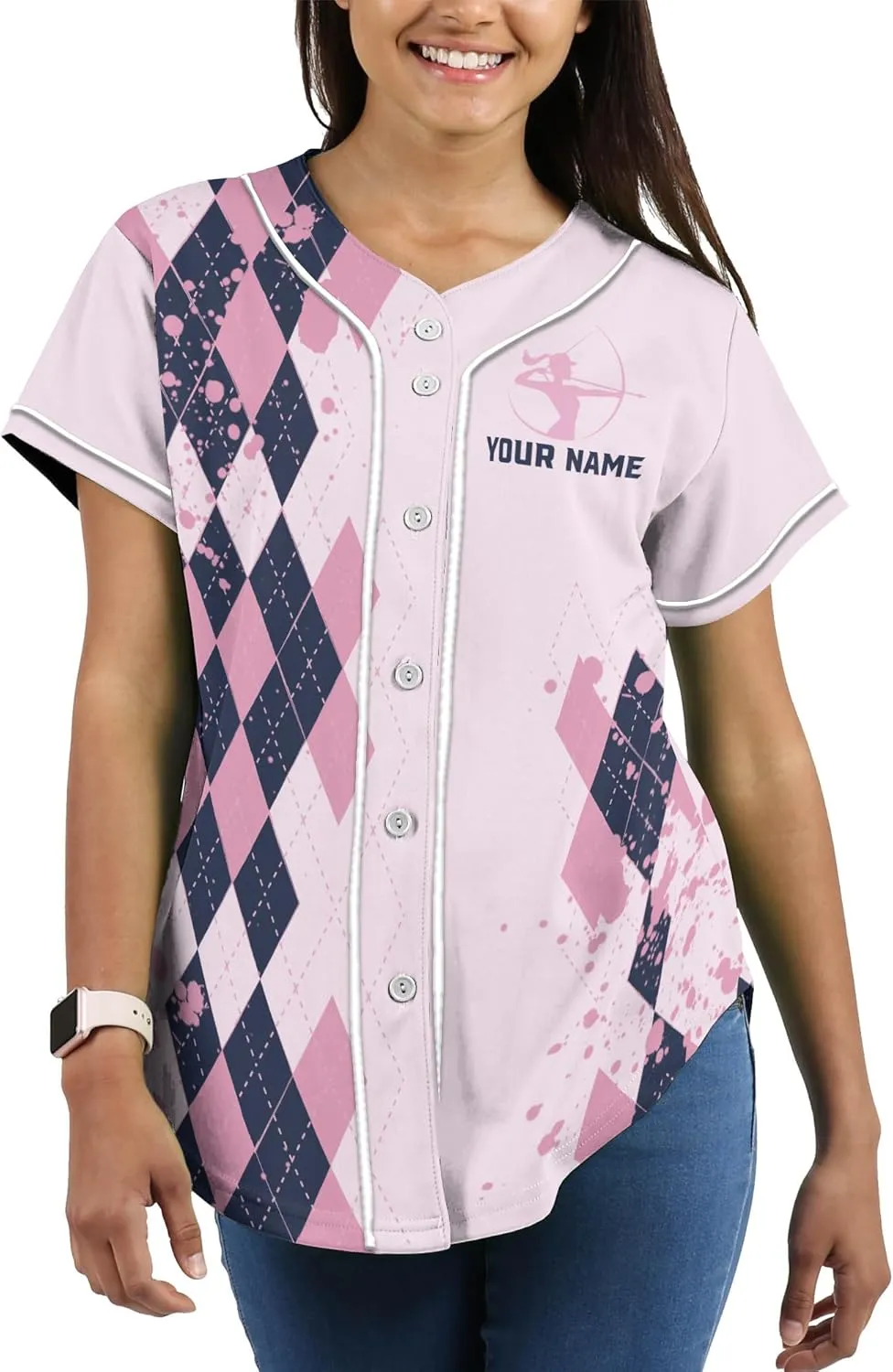Customized Axe Throwing Button Baseball Jersey with 3D Axe and Polynesian Pattern Graphic On It Sports Tee Shirt