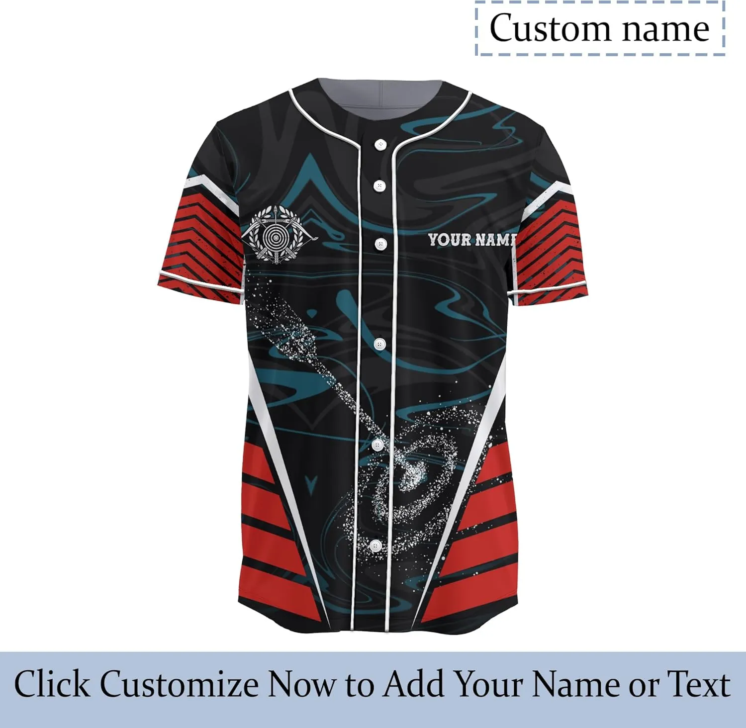 Customized Axe Throwing Button Baseball Jersey with 3D Axe and Polynesian Pattern Graphic On It Sports Tee Shirt