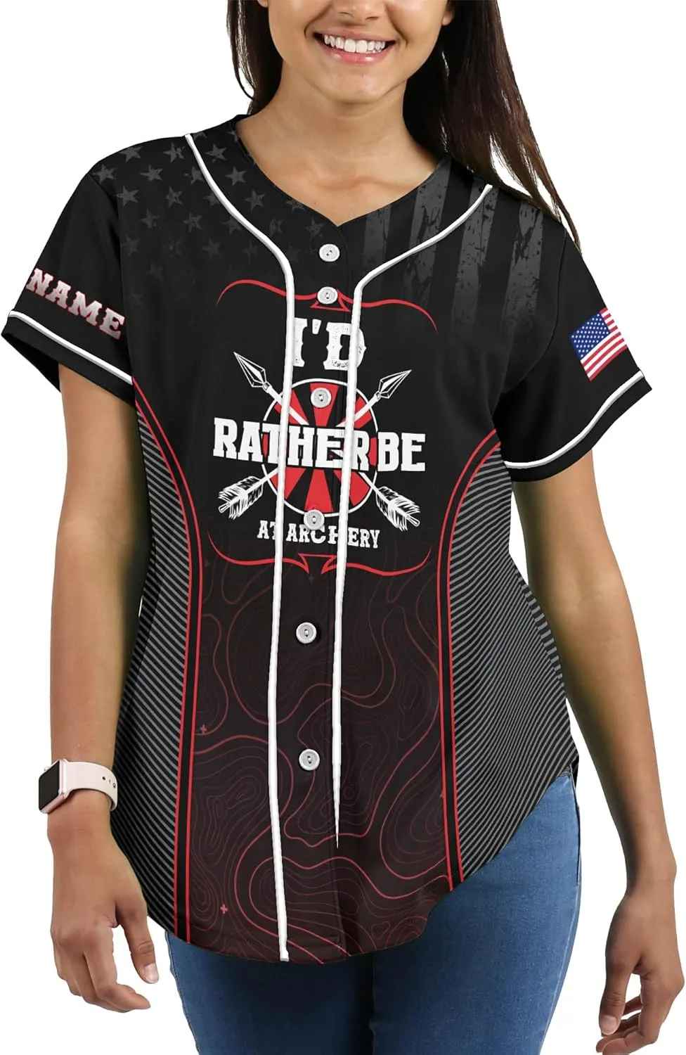 Customized Axe Throwing Button Baseball Jersey with 3D Axe and Polynesian Pattern Graphic On It Sports Tee Shirt