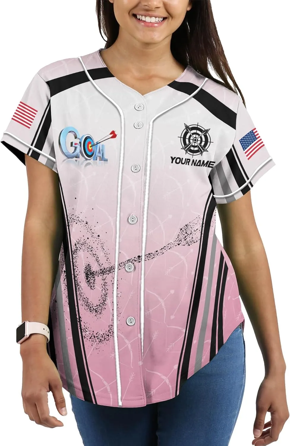 Customized Axe Throwing Button Baseball Jersey with 3D Axe and Polynesian Pattern Graphic On It Sports Tee Shirt
