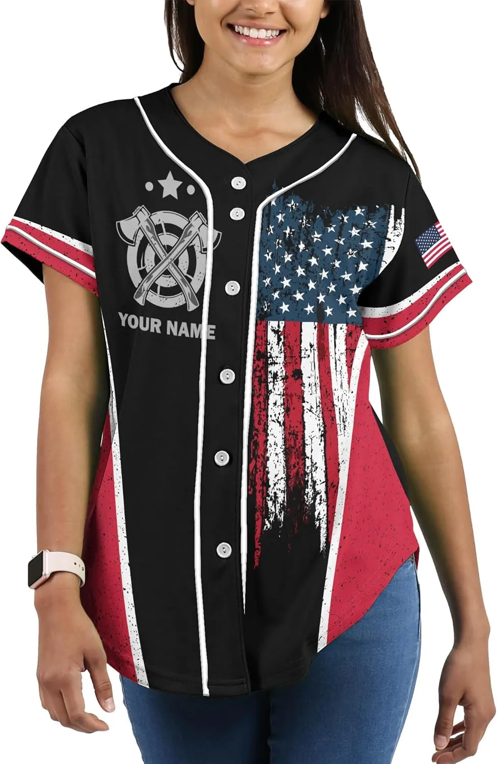 Customized Axe Throwing Themed Long Baseball Jersey with 3D Maori Tribal Pattern Graphic Sports Tee Shirt