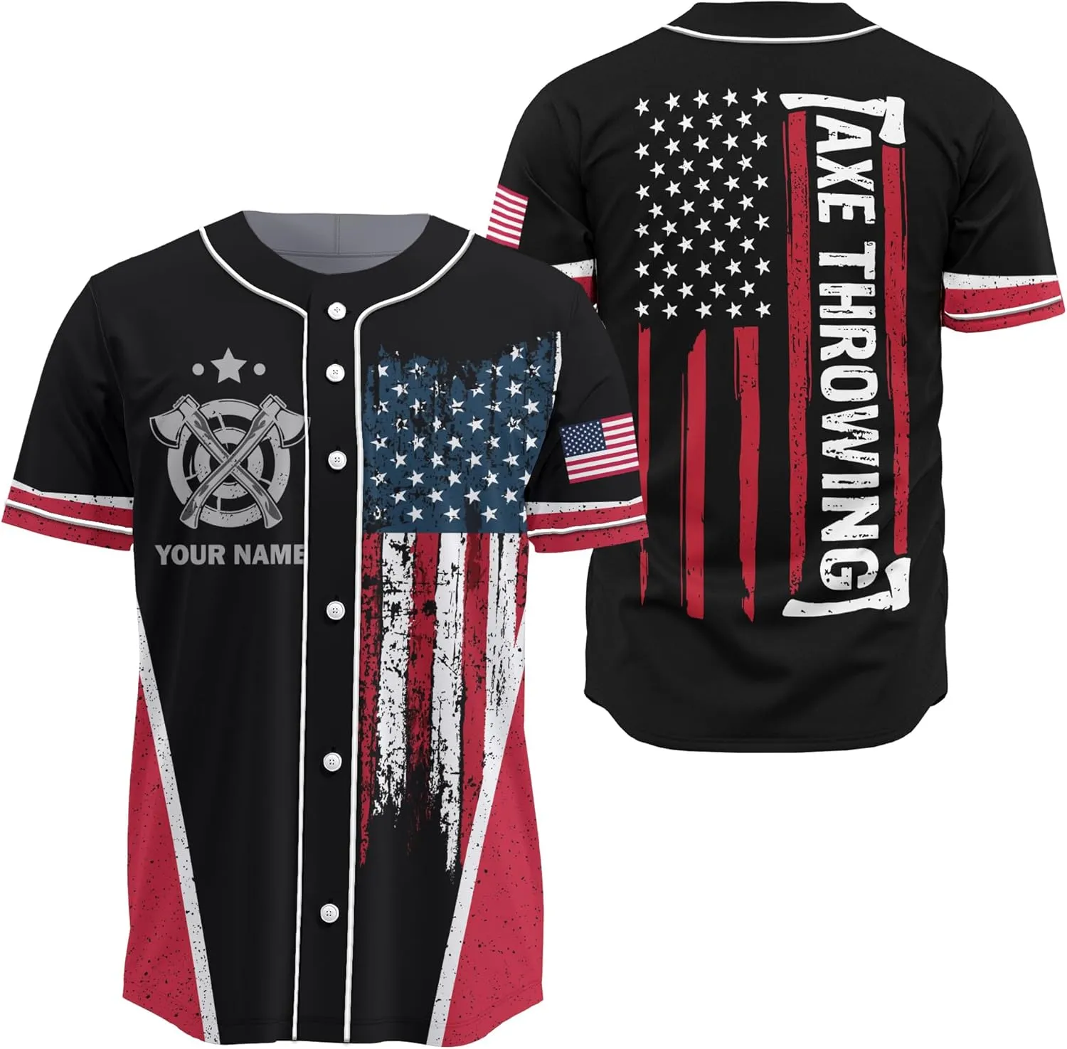Customized Axe Throwing Themed Long Baseball Jersey with 3D Maori Tribal Pattern Graphic Sports Tee Shirt