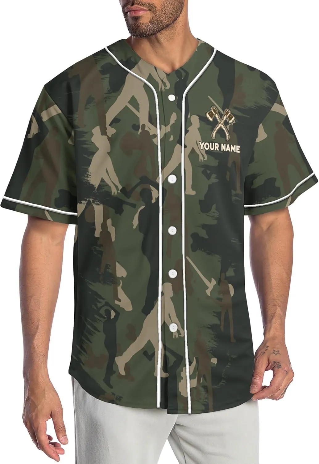 Customized Axe Throwing Themed Long Baseball Jersey with 3D Maori Tribal Pattern Graphic Sports Tee Shirt