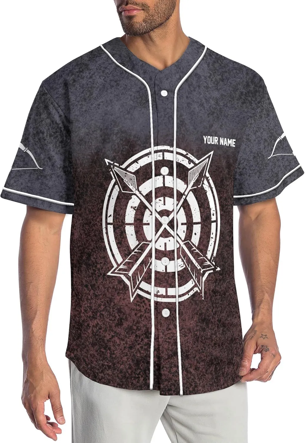 Customized Axe Throwing Themed Long Baseball Jersey with 3D Maori Tribal Pattern Graphic Sports Tee Shirt