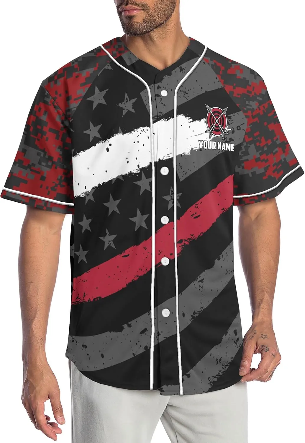 Customized Axe Throwing Themed Long Baseball Jersey with 3D Maori Tribal Pattern Graphic Sports Tee Shirt