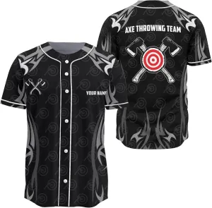 Customized Axe Throwing Themed Long Baseball Jersey with 3D Maori Tribal Pattern Graphic Sports Tee Shirt