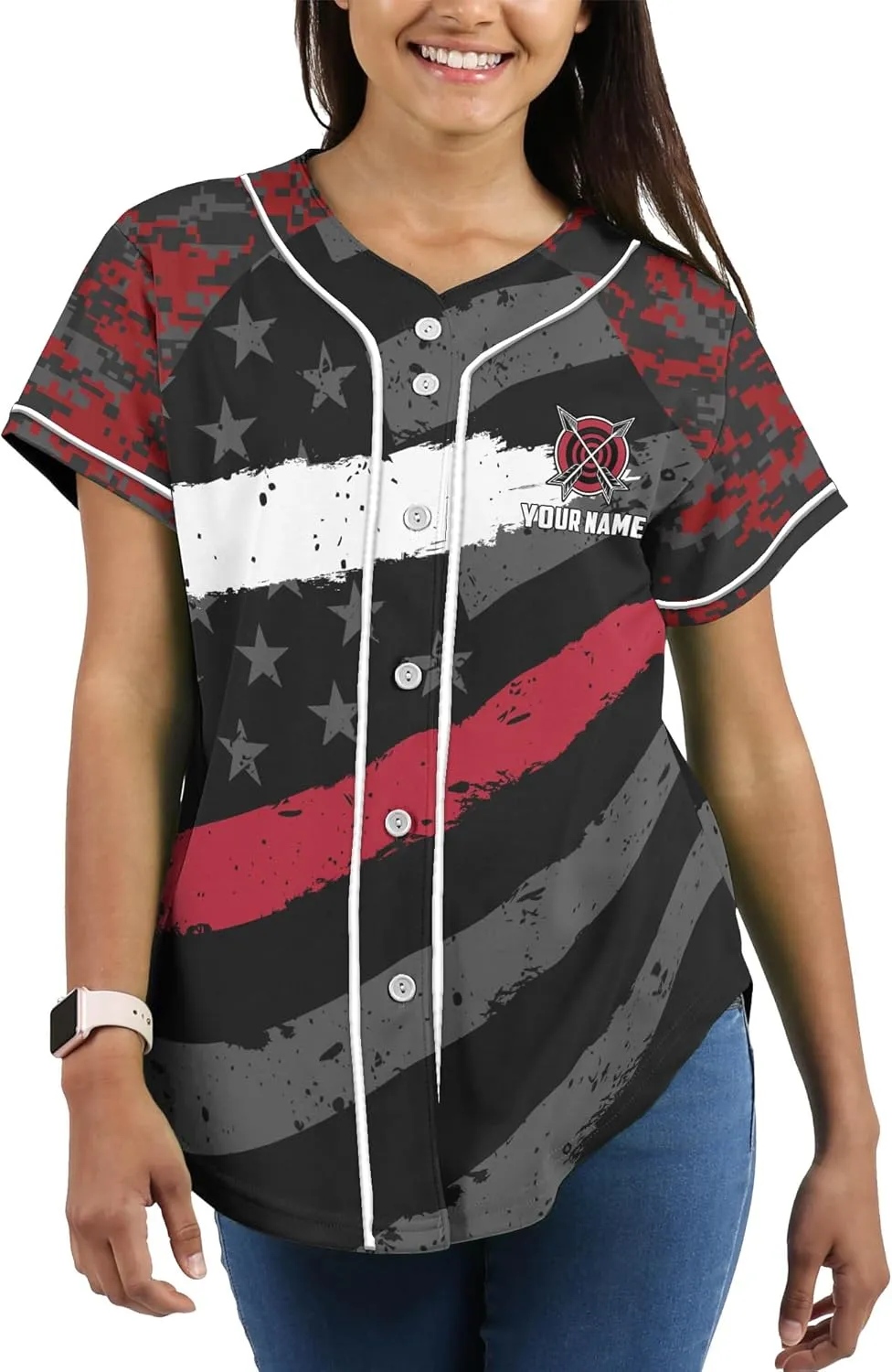 Customized Axe Throwing Themed Long Baseball Jersey with 3D Maori Tribal Pattern Graphic Sports Tee Shirt
