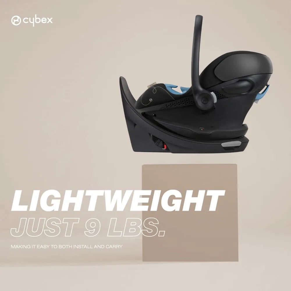 Cybex Aton G Swivel Infant Car Seat with 180-Degree Rotate, Linear Side-Impact Protection, 11-Position Headrest, SensorSafe & Safelock Base, Moon Black