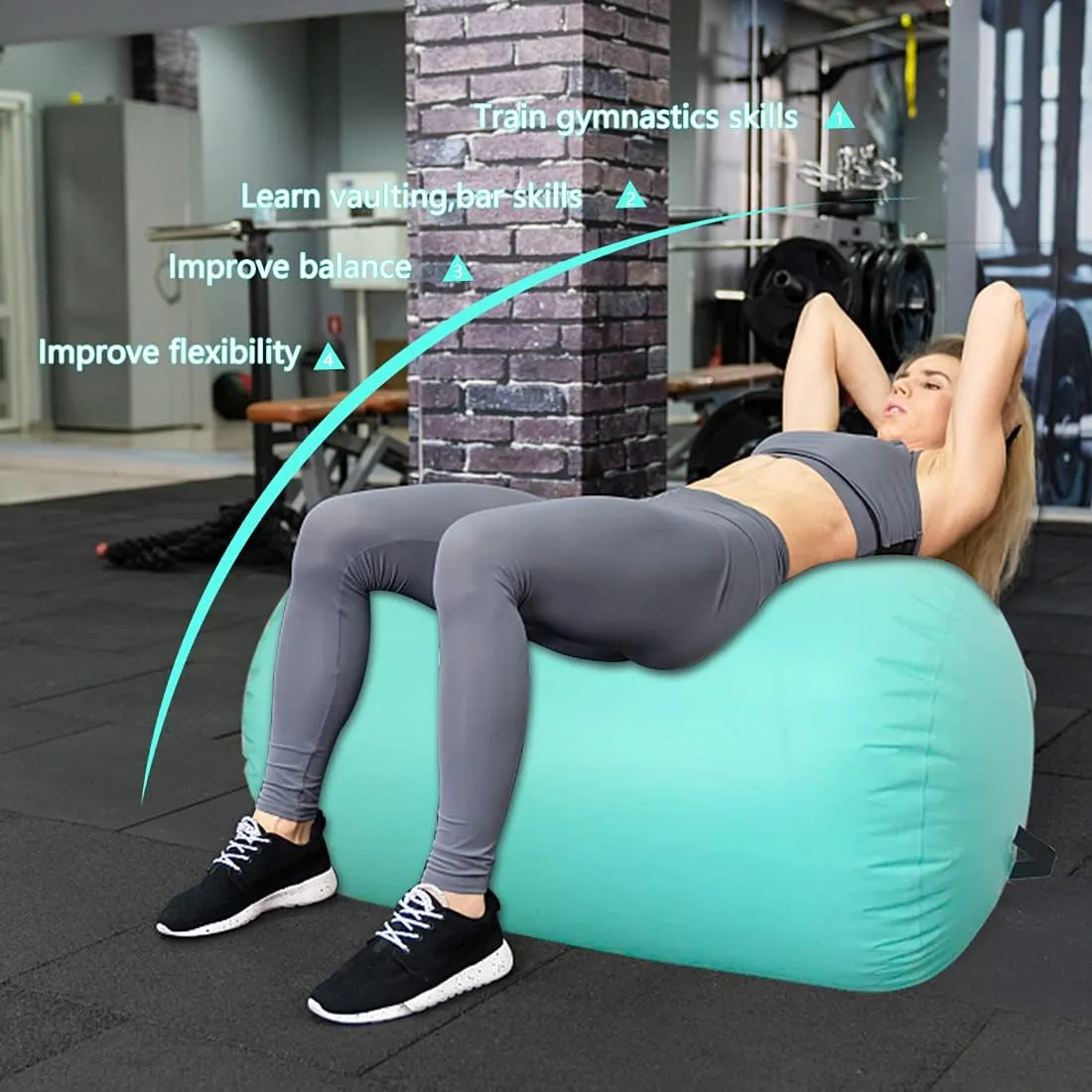 CZGBRO Air Roller Gymnastics Barrel Inflatable Tumbling Roller Air Mat Octagon Mat with Electric Pump for Backhandspring Training Cheerleading Home Use