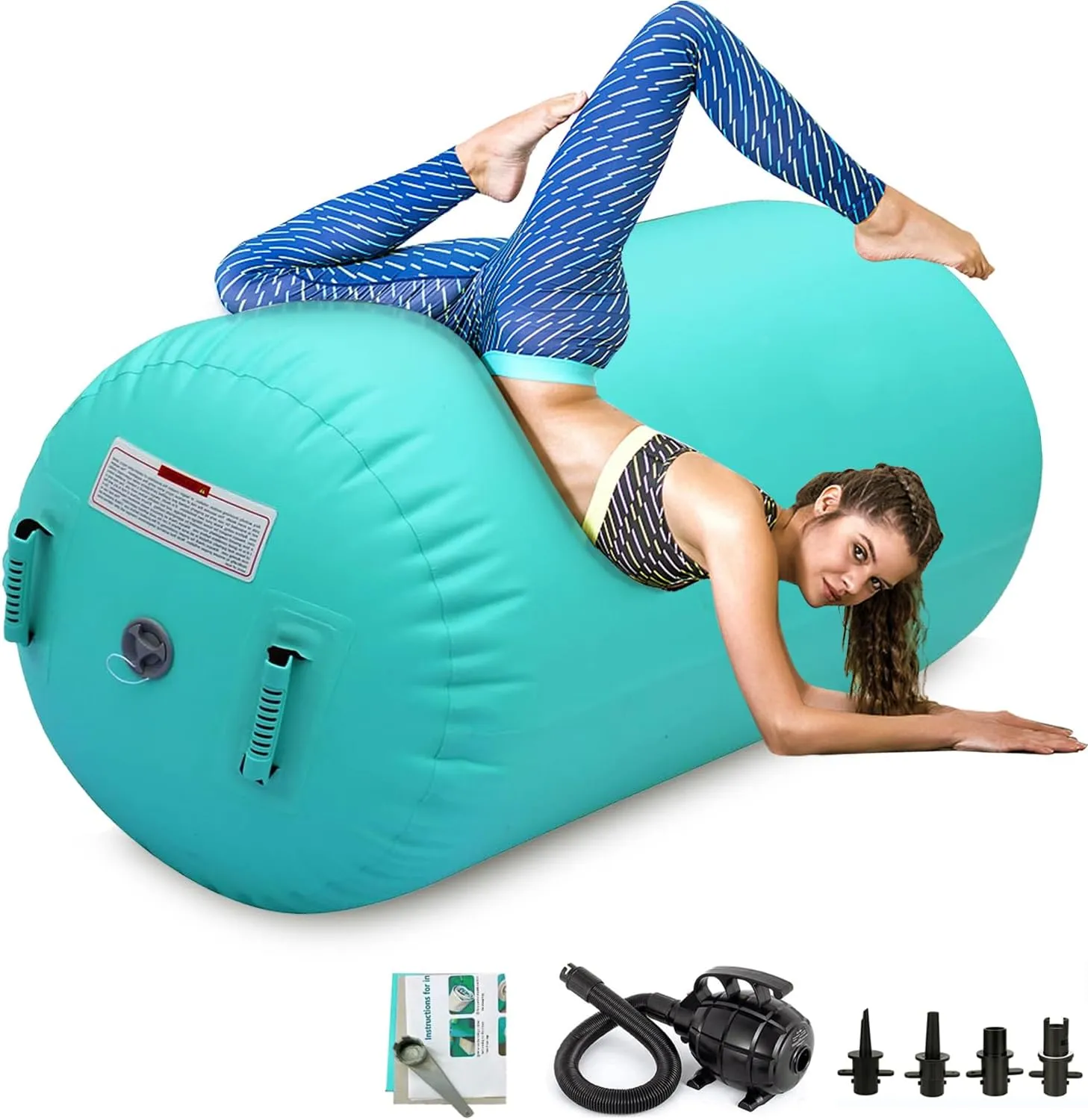 CZGBRO Air Roller Gymnastics Barrel Inflatable Tumbling Roller Air Mat Octagon Mat with Electric Pump for Backhandspring Training Cheerleading Home Use