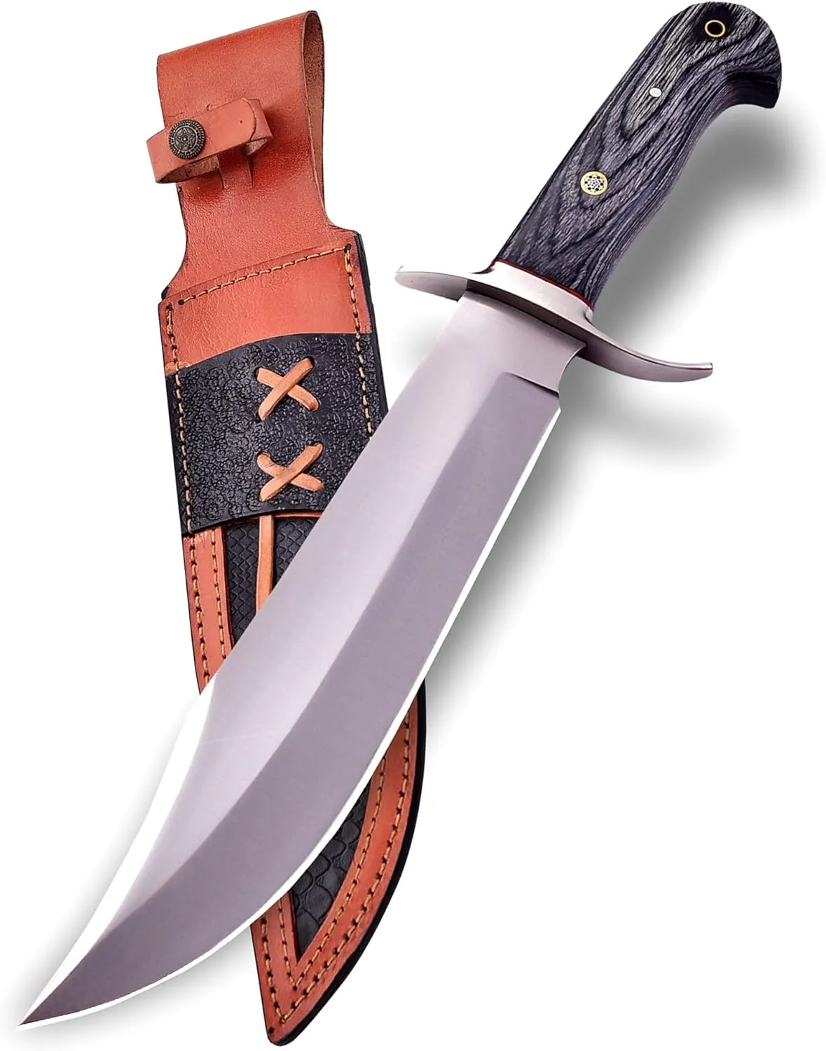 D2 Handmade 15 Inches Bowie Knife Full Tang Fixed Blade Knife with Sheath Hunting Knife with Along Wood Handle Ideal for Camping, Hiking, Survival And Bushcraft