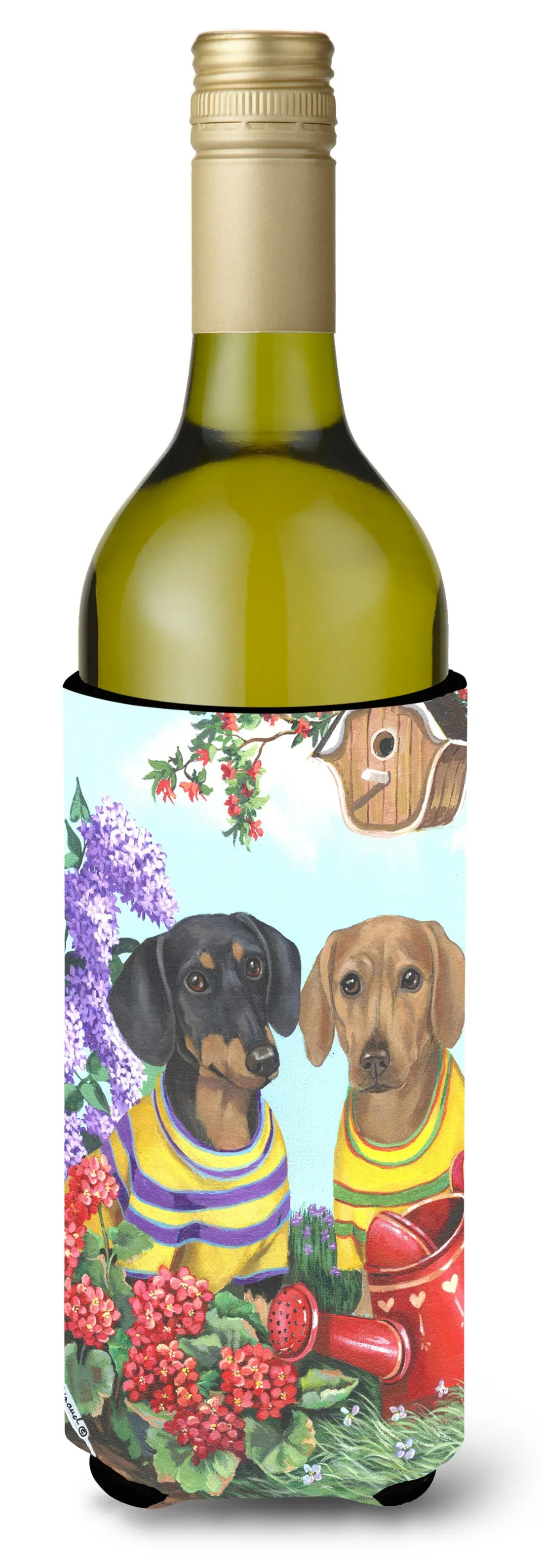 Dachshund Blooms Wine Bottle Hugger PPP3080LITERK