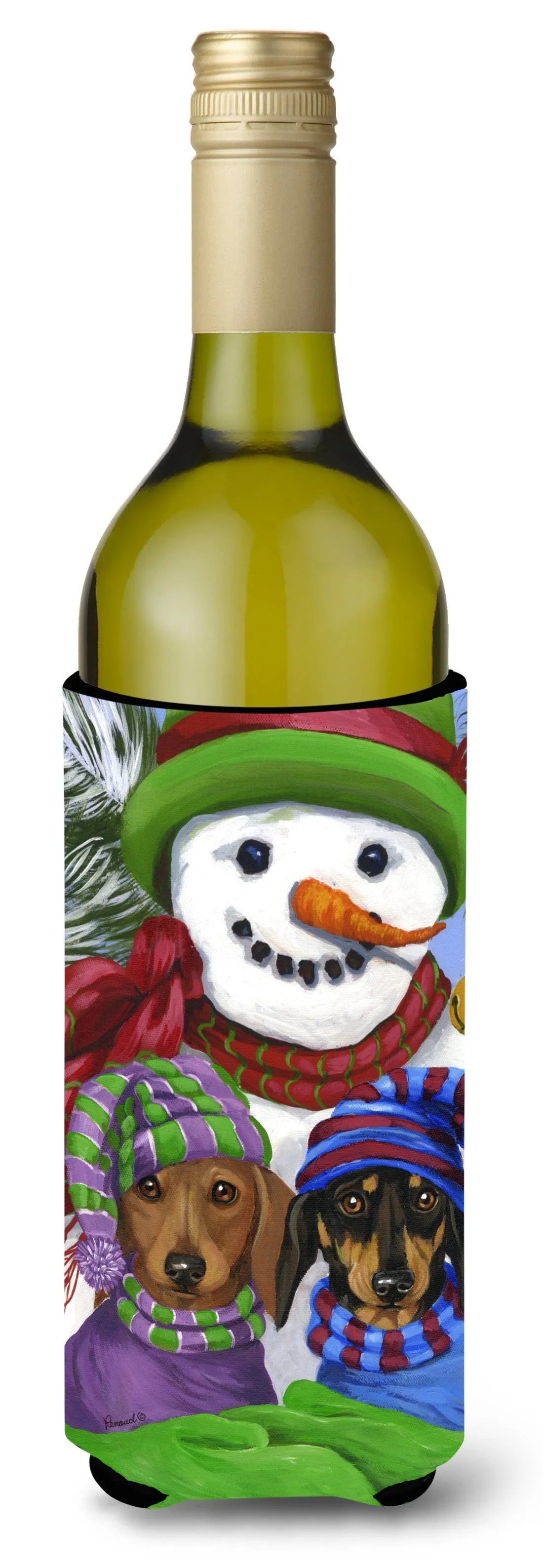 Dachshund Christmas Frosty and Company Wine Bottle Hugger PPP3081LITERK