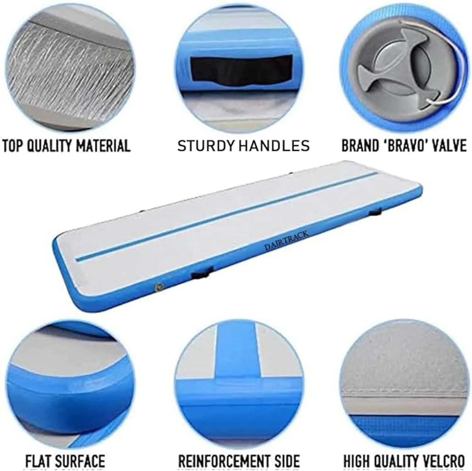 DAIRTRACK Inflatable Gymnastics Air Mat 10ft/13ft/16ft/20ft Tumble Track Tumbling Mats for Home Use/Gym/Training/Cheerleading/Yoga/Water