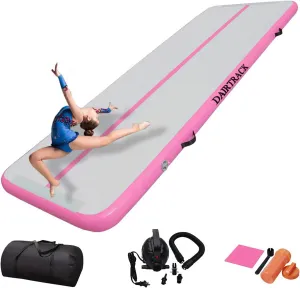 DAIRTRACK Inflatable Gymnastics Air Mat 10ft/13ft/16ft/20ft Tumble Track Tumbling Mats for Home Use/Gym/Training/Cheerleading/Yoga/Water