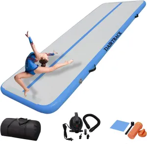 DAIRTRACK Inflatable Gymnastics Air Mat 10ft/13ft/16ft/20ft Tumble Track Tumbling Mats for Home Use/Gym/Training/Cheerleading/Yoga/Water