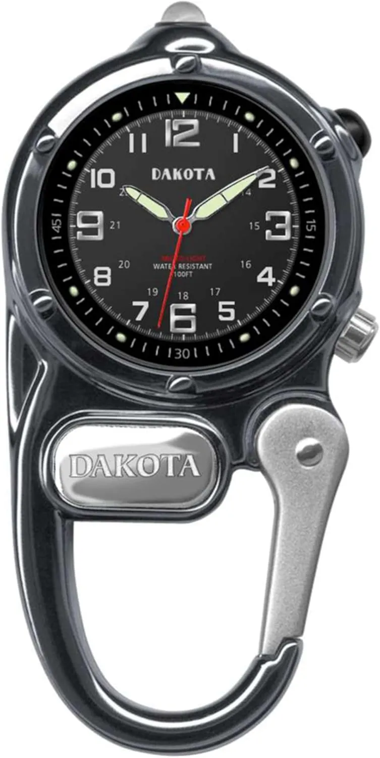 Dakota Mini Clip Microlight, Quality Pocket and Fob Watch, Premium Durability Outdoor Gifts for Men, Use for Fishing Hunting, and More, LED Flashlight, Clip on Watch