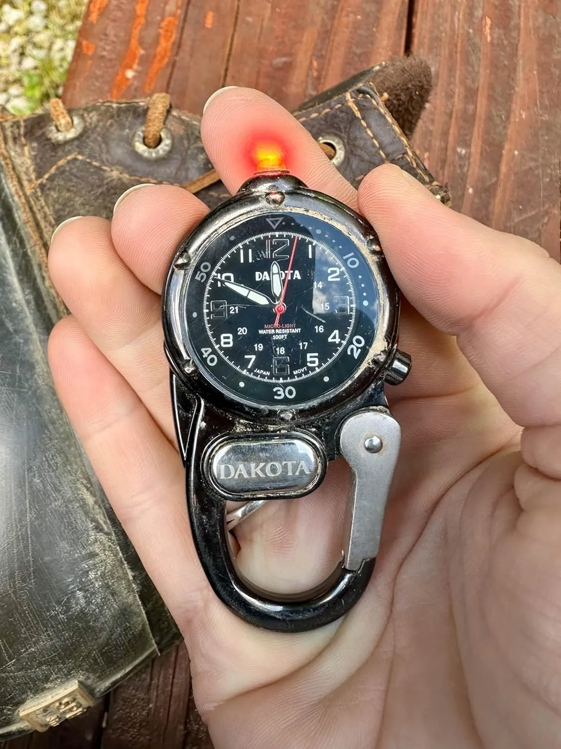 Dakota Mini Clip Microlight, Quality Pocket and Fob Watch, Premium Durability Outdoor Gifts for Men, Use for Fishing Hunting, and More, LED Flashlight, Clip on Watch