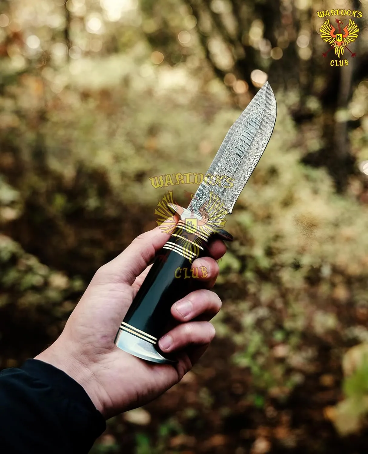 Damascus Fixed Blade Knife with Sheath - Handcrafted Full Tang Bowie Knife for Camping, and Survival - Premium Steel Construction - Includes Sheath