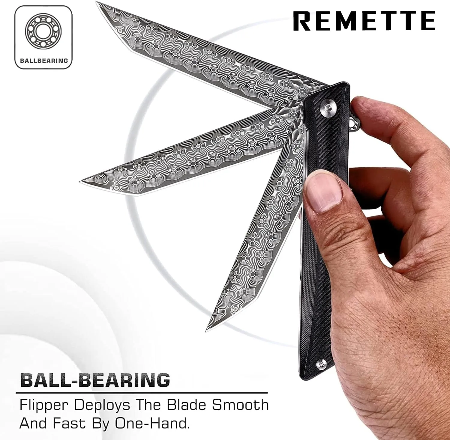 Damascus Pocket Knife GD22K, Flipper Open Tanto Blade Damascus Steel Folding Pocket Knives with Pocket Clip, G10 Handle, Men Women Sharp EDC Pocket Knife Camping Hiking Gift
