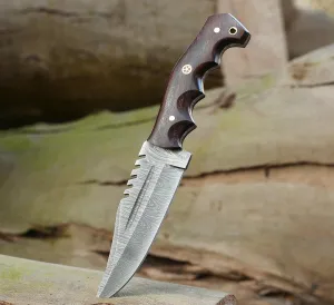 Damascus Steel Full Tang Hunting Knife - 10 Inch Fixed Blade for Camping, Survival, and Hunting - Premium Outdoor Gear for Versatile Use - Razor Sharp Edge