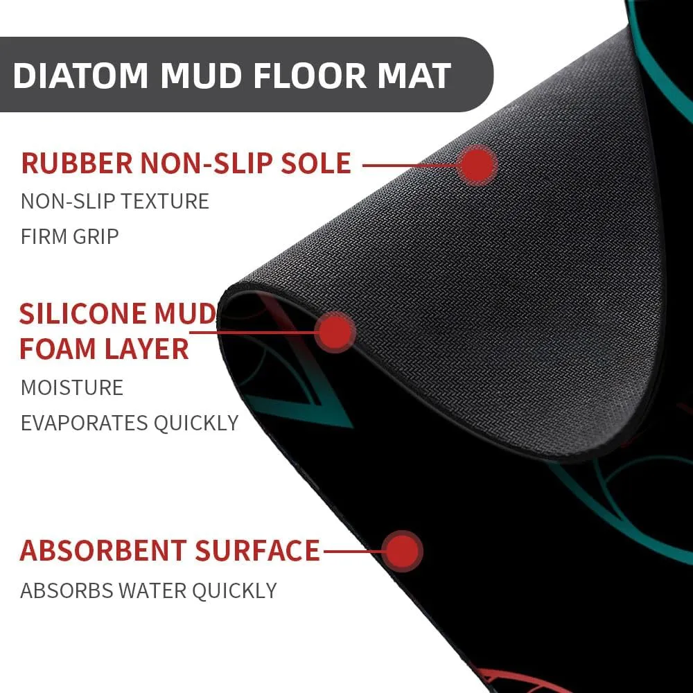 Diatomaceous Earth Bath Mat,Artistic Flower Soft Wrinkle Free Bathroom Floor Rugs Non-Slip Volume Super Absorbent Fast Drying for Bathroom Kitchen Door mat,Eco-Friendly Easy to Clean（40cmx60cm）