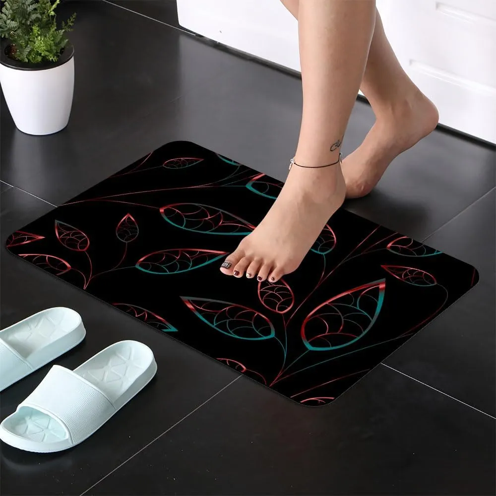Diatomaceous Earth Bath Mat,Artistic Flower Soft Wrinkle Free Bathroom Floor Rugs Non-Slip Volume Super Absorbent Fast Drying for Bathroom Kitchen Door mat,Eco-Friendly Easy to Clean（40cmx60cm）