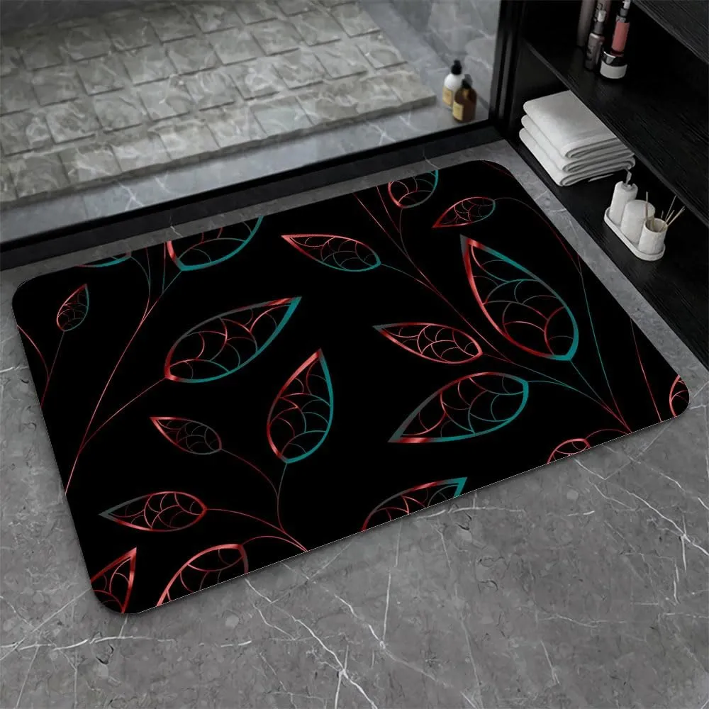 Diatomaceous Earth Bath Mat,Artistic Flower Soft Wrinkle Free Bathroom Floor Rugs Non-Slip Volume Super Absorbent Fast Drying for Bathroom Kitchen Door mat,Eco-Friendly Easy to Clean（40cmx60cm）