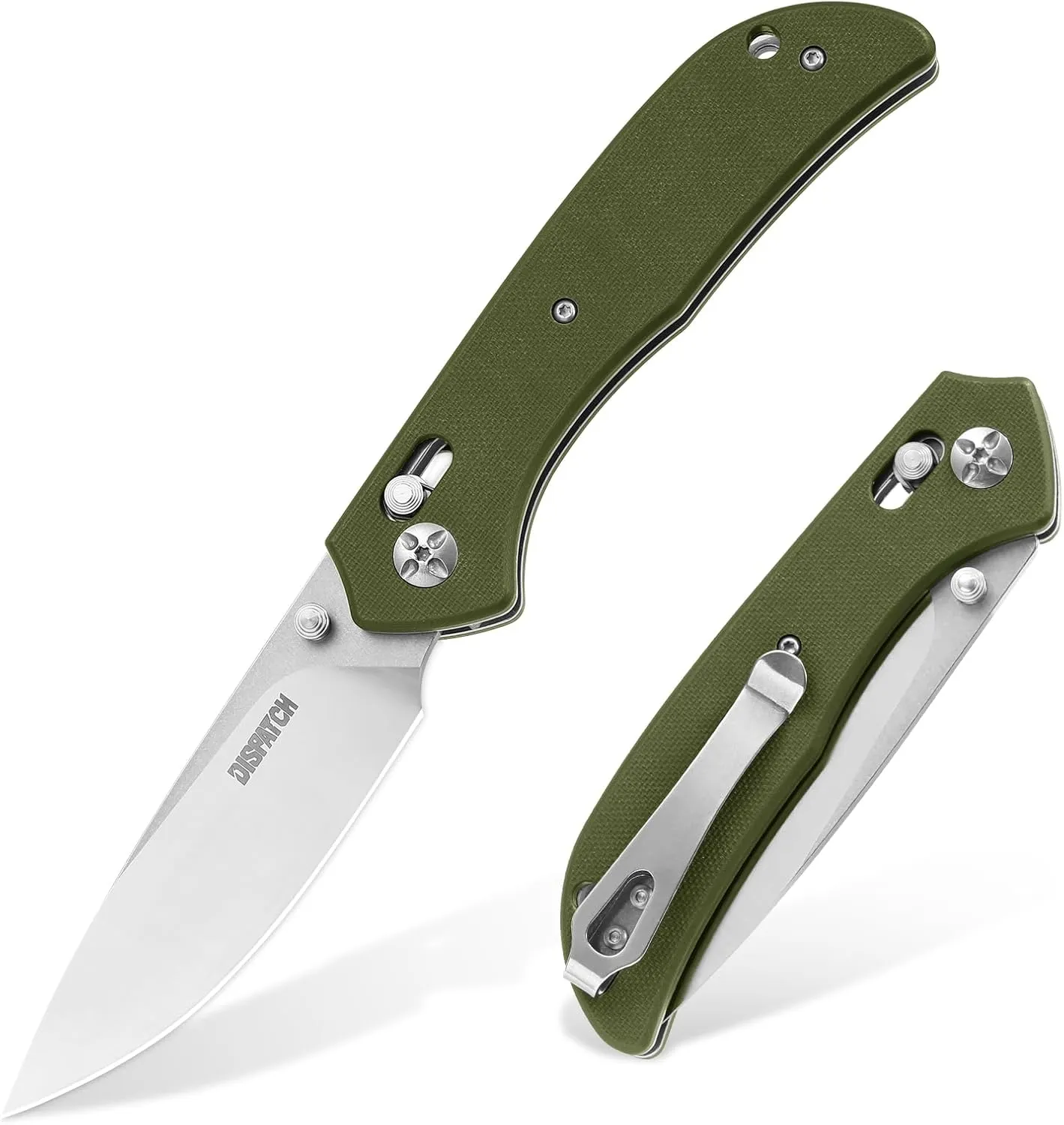 Dispatch Axis Lock Folding Pocket Knife with Clip, 3.58" 8Cr13MoV Steel Drop Point Blade and G10 Handle, Crossbar Lock Knives EDC Knife for Men Women Camping Hiking Survival Pocket Knife