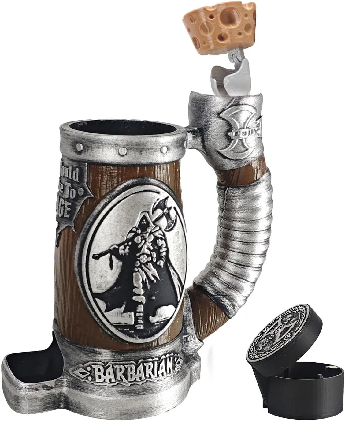 DND Mug Dice Tower Set, DND Dice Cup with Storage, 12/16 Oz Beverage Holder, DND Accessories for Players, Best Gift for RPG Game Lover (Barbarian)