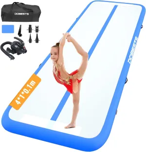 DOBESTS Gymnastics Mat Inflatable Tumble Track Tumbling Mat 6.6ft/10ft/13ft/16ft/20ft,for Home Use Training Yoga Cheerleading with Air Pump