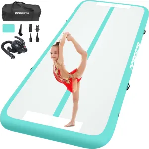 DOBESTS Gymnastics Mat Inflatable Tumble Track Tumbling Mat 6.6ft/10ft/13ft/16ft/20ft,for Home Use Training Yoga Cheerleading with Air Pump