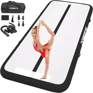 DOBESTS Gymnastics Mat Inflatable Tumble Track Tumbling Mat 6.6ft/10ft/13ft/16ft/20ft,for Home Use Training Yoga Cheerleading with Air Pump