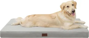 Dog Bed Mats for Large Big Dogs - Orthopedic Dog Pet Bed Thick Egg Foam Crate, Removable Washable Cover, Non-Slip Bottom Durable Dog Crate Bed Mat (Light Grey, XXXL(54''x42''x4''))